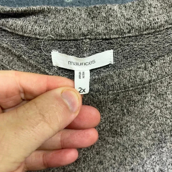 Maurices Patchwork Sweater Womens 2X Plus size Oversized Cute Gray Warm 1232 - Picture 3 of 7